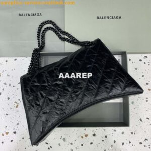 Replica Balenciaga 716332210 Crush Large Chain Bag in Black crushed calfskin aged Black Hardware 2