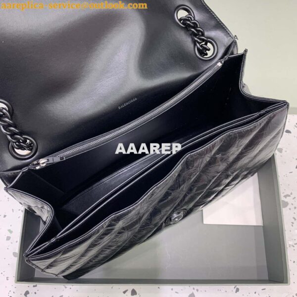 Replica Balenciaga 716332210 Crush Large Chain Bag in Black crushed calfskin aged Black Hardware 9