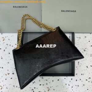 Replica Balenciaga 716332210 Crush Large Chain Bag in Black crushed calfskin aged Gold 2