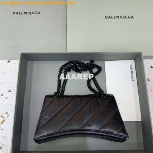 Replica Balenciaga 716351210I Crush Small Chain Bag Quilted in Black metallized crushed calfskin black matte 2