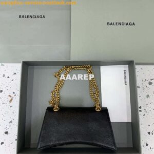 Replica Balenciaga 716351210I Crush Small Chain Bag Quilted in Black metallized crushed calfskin Gold 2