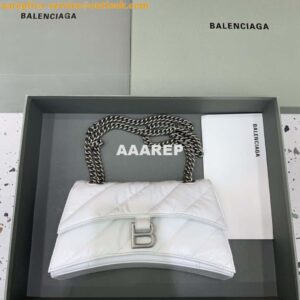 Replica Balenciaga 716351210I Crush Small Chain Bag Quilted in White metallized crushed calfskin Silver