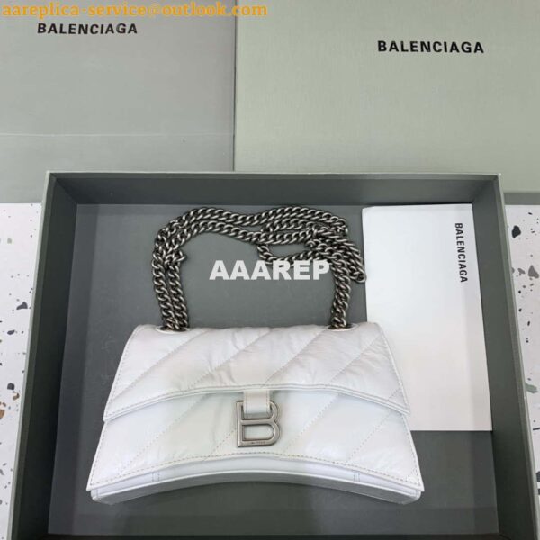 Replica Balenciaga 716351210I Crush Small Chain Bag Quilted in White metallized crushed calfskin Silver 3