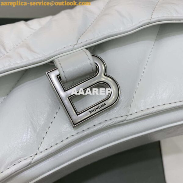 Replica Balenciaga 716351210I Crush Small Chain Bag Quilted in White metallized crushed calfskin Silver 7