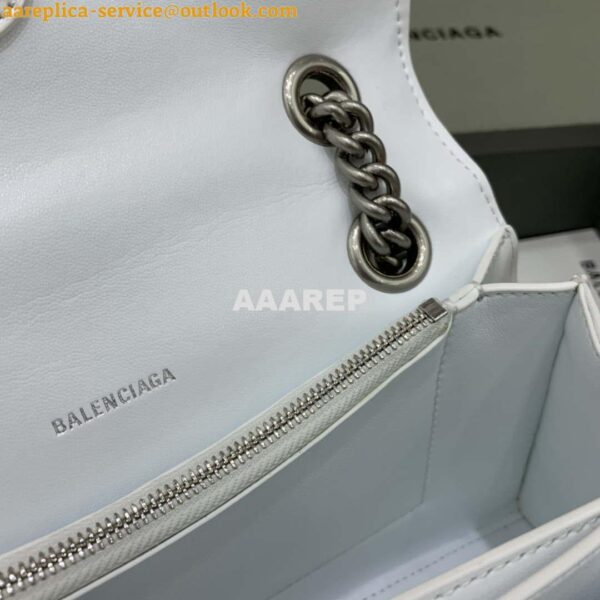 Replica Balenciaga 716351210I Crush Small Chain Bag Quilted in White metallized crushed calfskin Silver 10