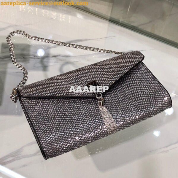 Replica Bvlgari Serpenti Forever Pochette Chain 290329 Charcoal Diamon 5