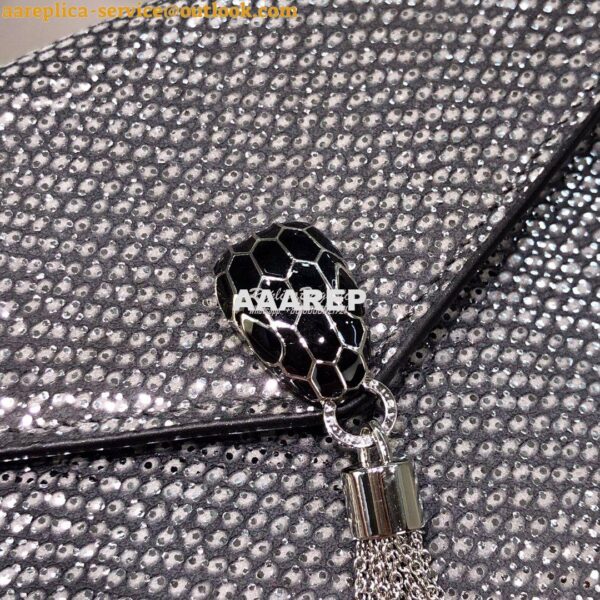 Replica Bvlgari Serpenti Forever Pochette Chain 290329 Charcoal Diamon 6