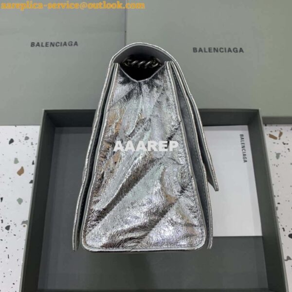 Replica Balenciaga 716393210 Crush Medium Chain Bag Quilted in Silver metallized crushed calfskin Silver 5