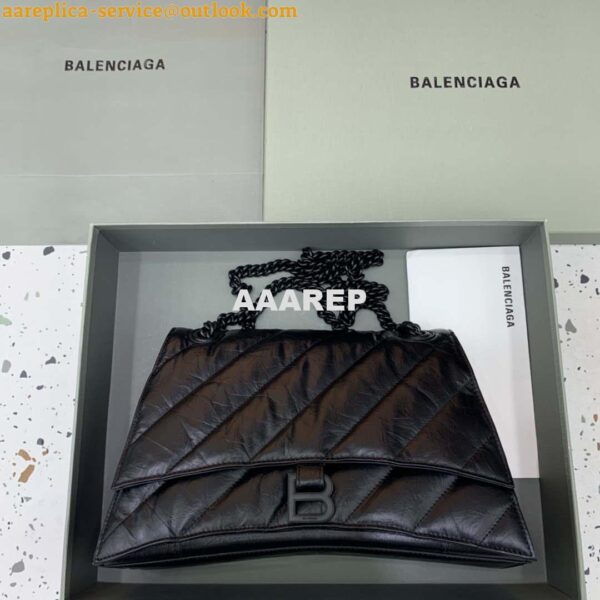 Replica Balenciaga 716393210I Crush Medium Chain Bag in Black crushed calfskin aged Black Hardware 3