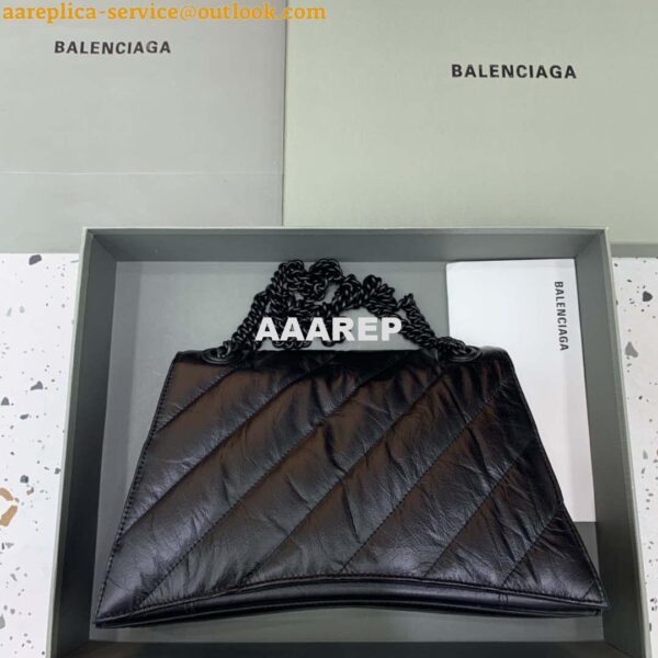 Replica Balenciaga 716393210I Crush Medium Chain Bag in Black crushed calfskin aged Black Hardware 4