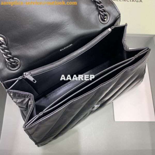 Replica Balenciaga 716393210I Crush Medium Chain Bag in Black crushed calfskin aged Black Hardware 9