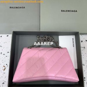 Replica Balenciaga 716393210I Crush Medium Chain Bag in Pink crushed calfskin aged Silver 2