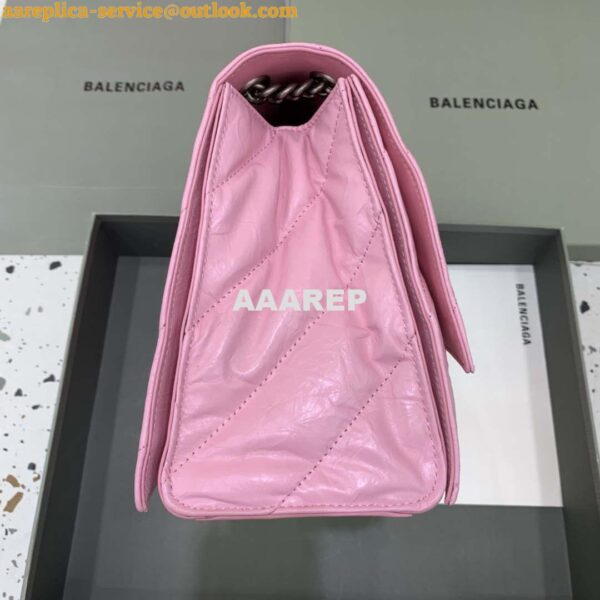 Replica Balenciaga 716393210I Crush Medium Chain Bag in Pink crushed calfskin aged Silver 5