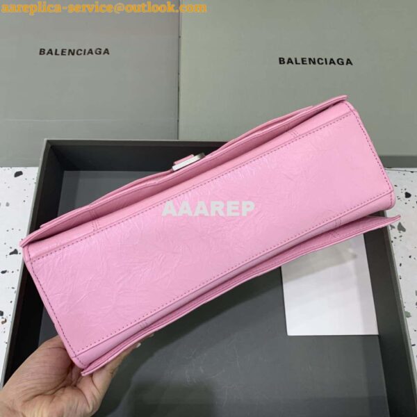 Replica Balenciaga 716393210I Crush Medium Chain Bag in Pink crushed calfskin aged Silver 6