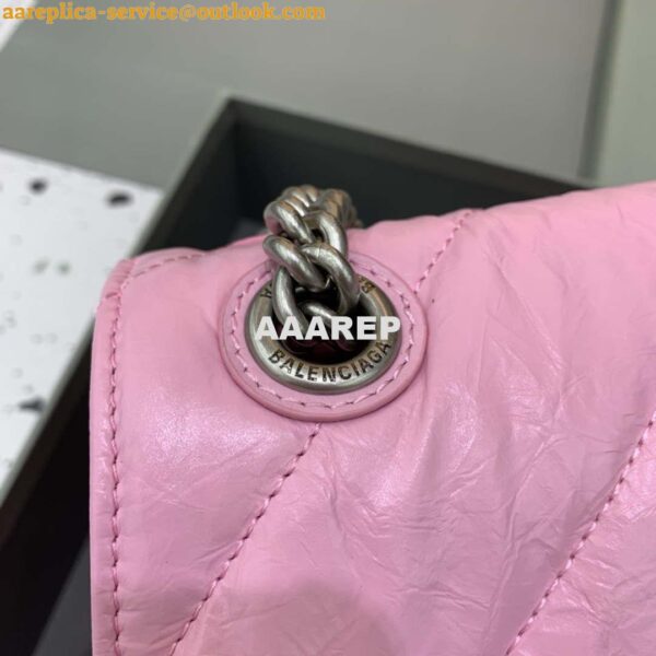 Replica Balenciaga 716393210I Crush Medium Chain Bag in Pink crushed calfskin aged Silver 7