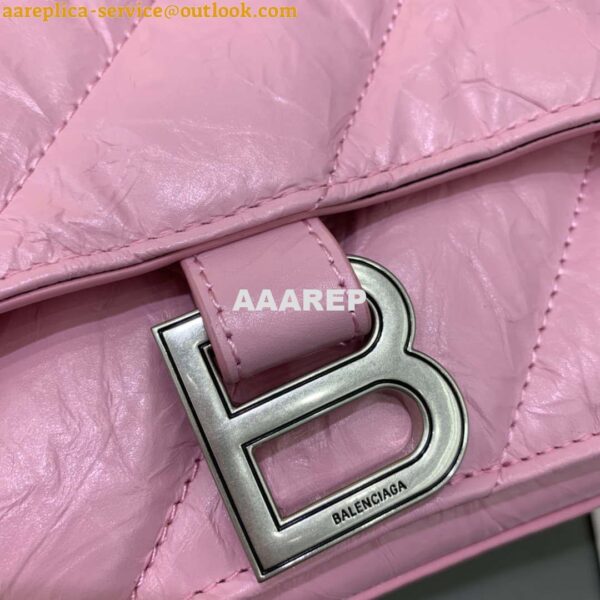 Replica Balenciaga 716393210I Crush Medium Chain Bag in Pink crushed calfskin aged Silver 8