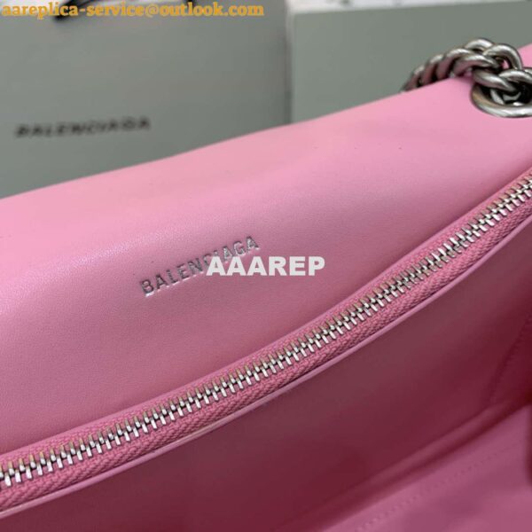 Replica Balenciaga 716393210I Crush Medium Chain Bag in Pink crushed calfskin aged Silver 10