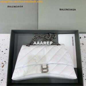 Replica Balenciaga 716393210I Crush Medium Chain Bag in White crushed calfskin aged Silver