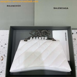 Replica Balenciaga 716393210I Crush Medium Chain Bag in White crushed calfskin aged Silver 2