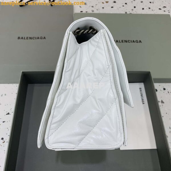 Replica Balenciaga 716393210I Crush Medium Chain Bag in White crushed calfskin aged Silver 5