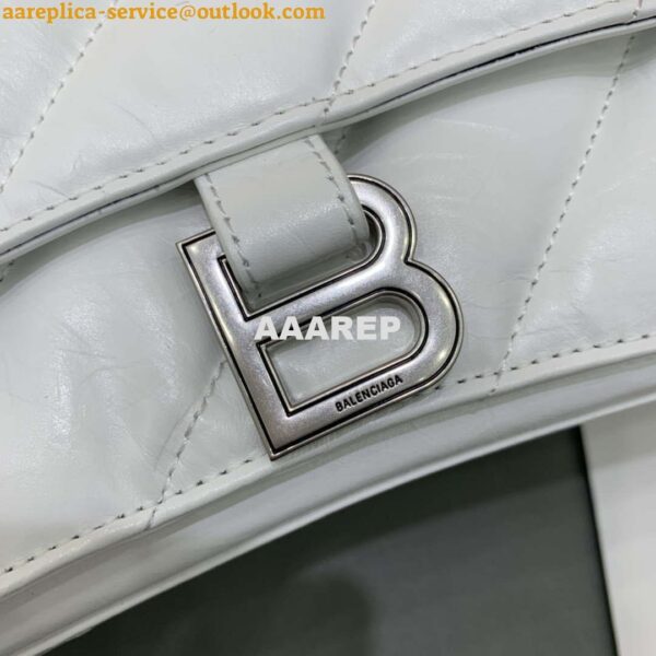 Replica Balenciaga 716393210I Crush Medium Chain Bag in White crushed calfskin aged Silver 7