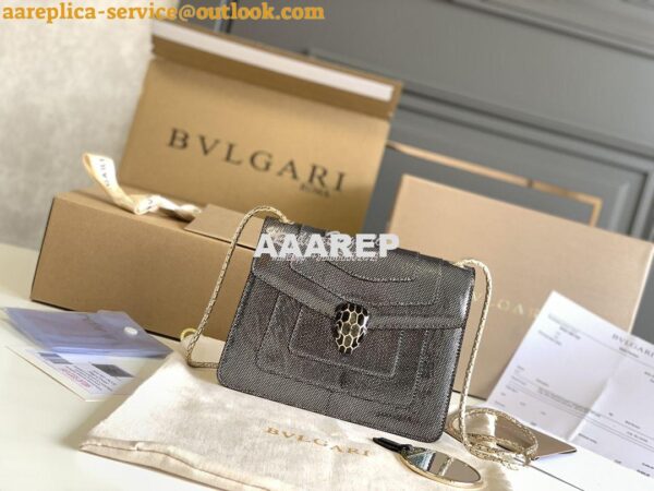 Replica Bvlgari Serpenti Forever Small Bag in Onyx Metallic Karung Sna 3