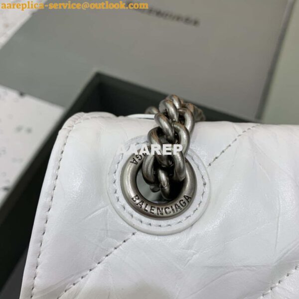 Replica Balenciaga 716393210I Crush Medium Chain Bag in White crushed calfskin aged Silver 8