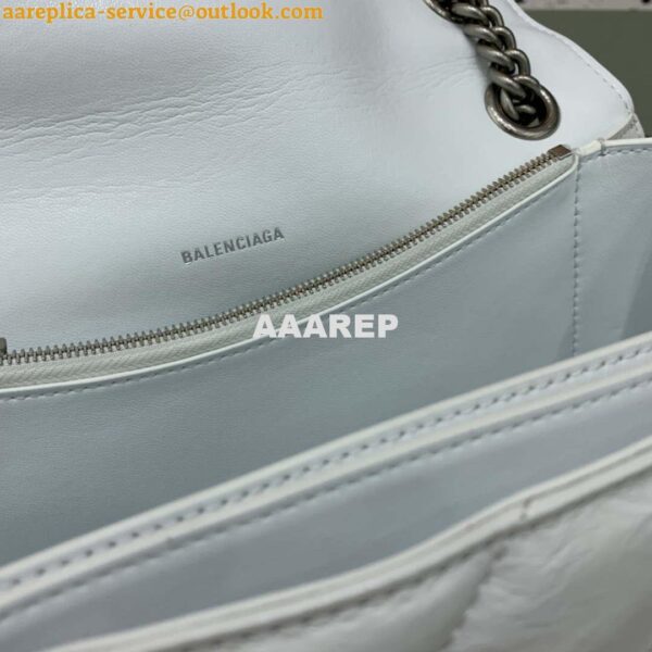 Replica Balenciaga 716393210I Crush Medium Chain Bag in White crushed calfskin aged Silver 10