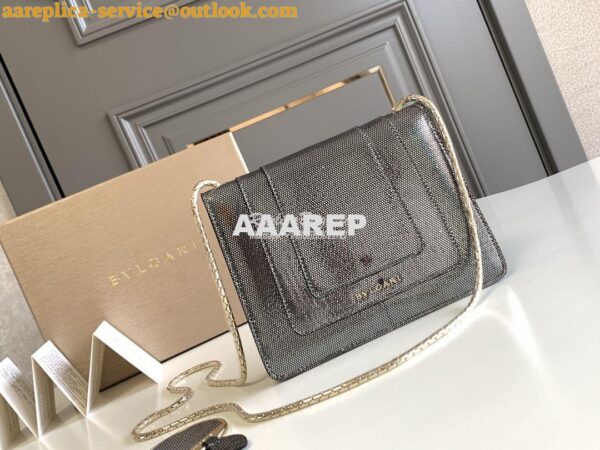 Replica Bvlgari Serpenti Forever Small Bag in Onyx Metallic Karung Sna 7