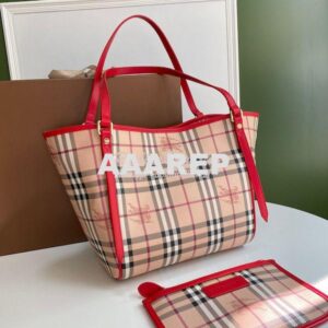 Replica Burberry The Small Canter In Haymarket Check 2 in 1 Red 2