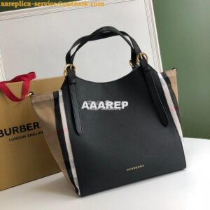 Replica Burberry The Small Canter in Leather and House Check Black