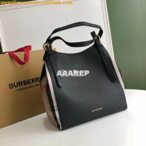 Replica Burberry The Small Canter in Leather and House Check Black 2