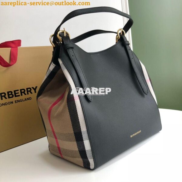 Replica Burberry The Small Canter in Leather and House Check Black 5