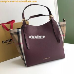 Replica Burberry The Small Canter in Leather and House Check Mahogany 2