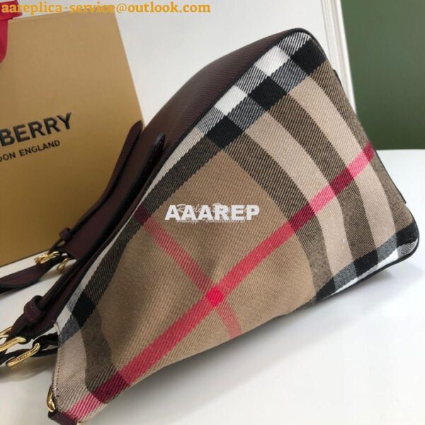 Replica Burberry The Small Canter in Leather and House Check Mahogany 7