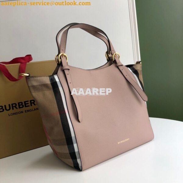 Replica Burberry The Small Canter in Leather and House Check Rose 5