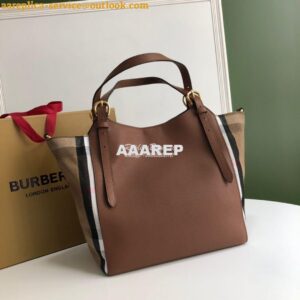 Replica Burberry The Small Canter in Leather and House Check Tan 2