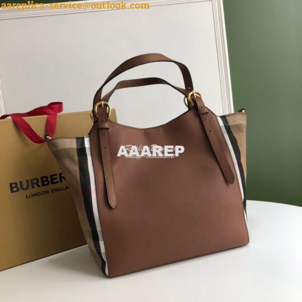 Replica Burberry The Small Canter in Leather and House Check Tan 2