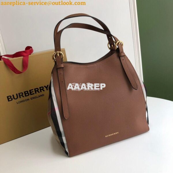 Replica Burberry The Small Canter in Leather and House Check Tan 3