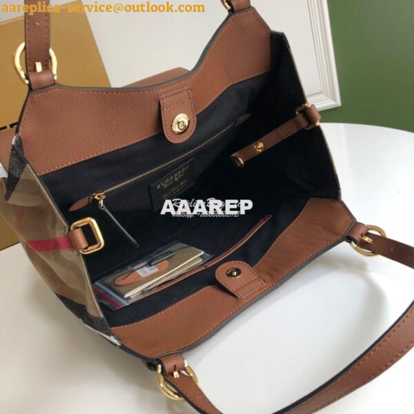 Replica Burberry The Small Canter in Leather and House Check Tan 7