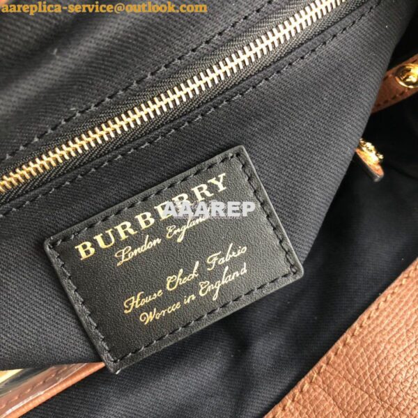 Replica Burberry The Small Canter in Leather and House Check Tan 8