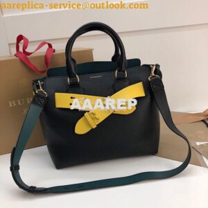 Replica Burberry The Small Leather Belt Bag 40767311 Black Yellow 2