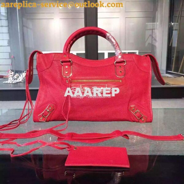 Replica Balenciaga Classic Goatskin Metallic Edge City Red 3