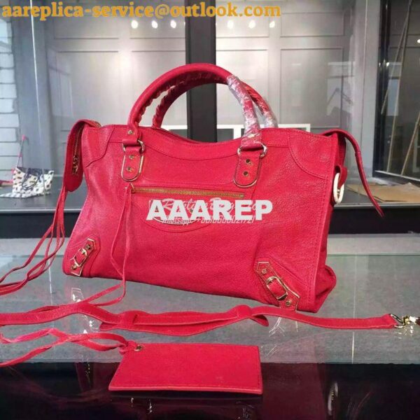 Replica Balenciaga Classic Goatskin Metallic Edge City Red 4