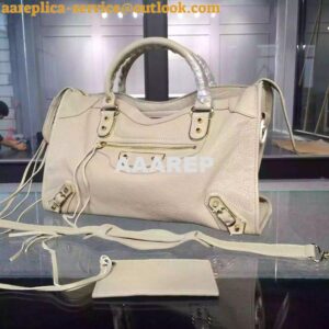 Replica Balenciaga Classic Goatskin Metallic Edge City White 2