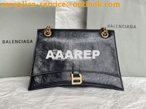 Replica Balenciaga Crush Medium Chain Bag In Black Crushed Calfskin 71 4