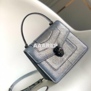 Replica Bvlgari Serpenti Forever Tote Bag in Crystal Blue Metallic Kar