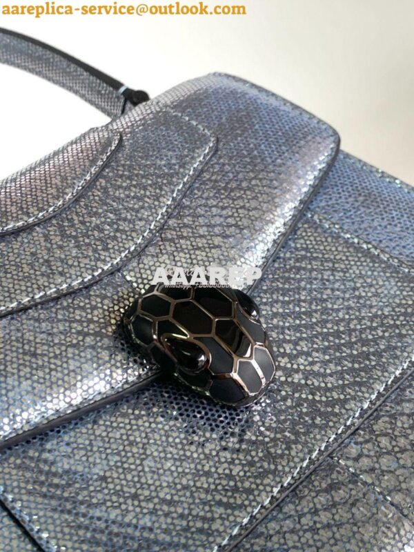 Replica Bvlgari Serpenti Forever Tote Bag in Crystal Blue Metallic Kar 5