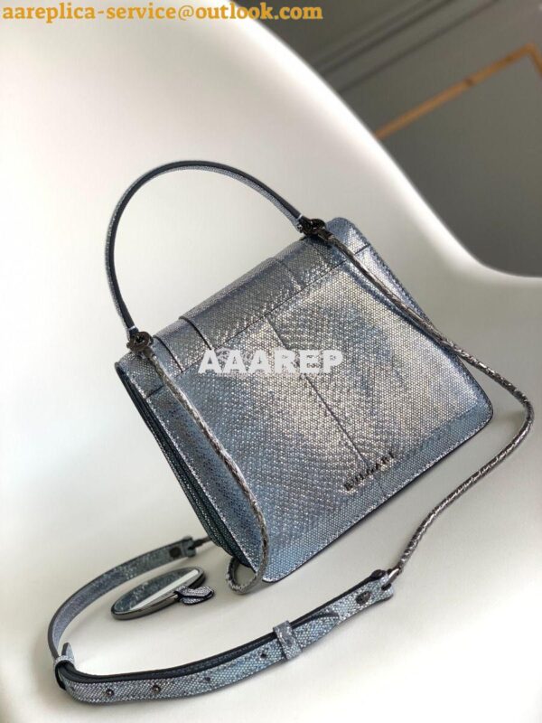 Replica Bvlgari Serpenti Forever Tote Bag in Crystal Blue Metallic Kar 8