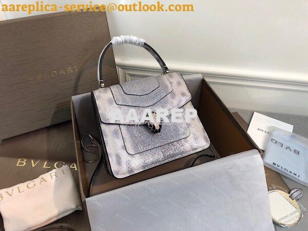 Replica Bvlgari Serpenti Forever Tote Bag in Crystal Rose Metallic Kar 4